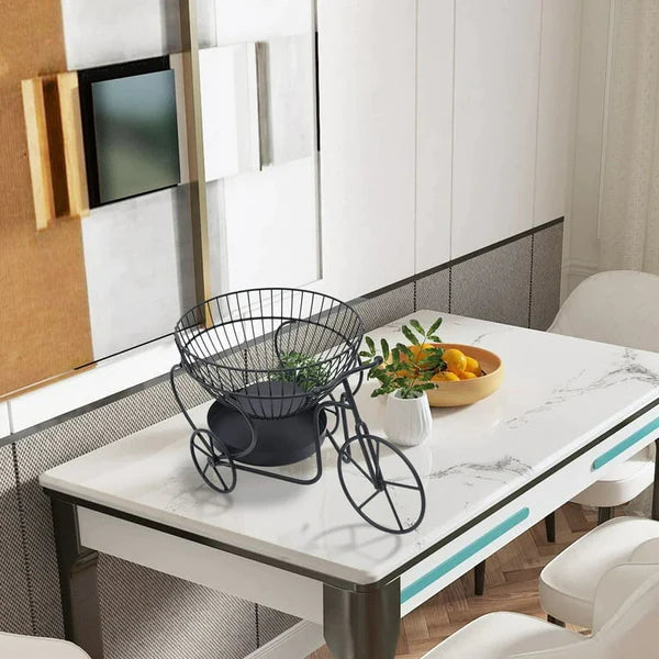 Tricycle Metal Fruit Basket, Double Layer Hollow Design Fruit Plate, Portable Kitchen Storage Countertops Shelf Rack, Metal Black Fruit And Vegetable Storage Stand, 2 Tier Metal Bread Basket Tricycle Metal Fruit Basket, Double Layer Hollow Design Fruit Plate, Portable Kitchen Storage Countertops Shelf Rack, Metal Black Fruit And Vegetable Storage Stand, 2 Tier Metal Bread Basket